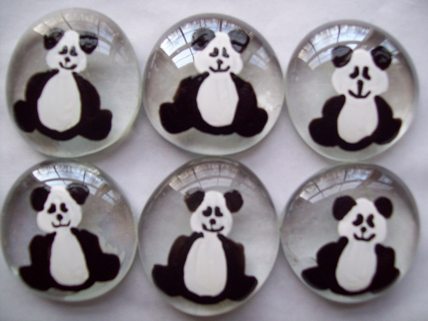 Handpainted large glass gems Panda pandas bear bears party Etsy