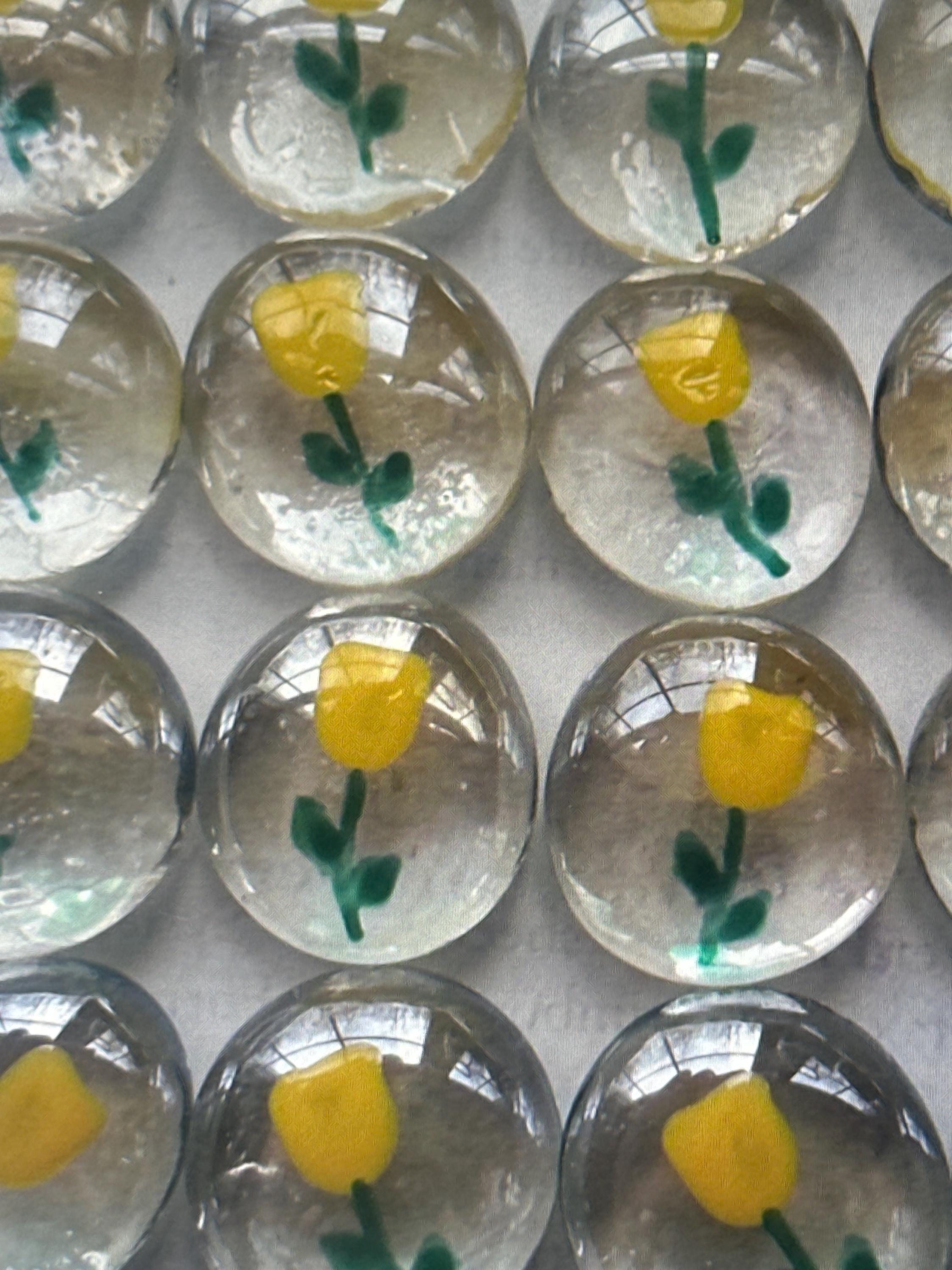 Hand Painted Glass Gems Party Favors Art Weddings Long Stemmed Yellow ...
