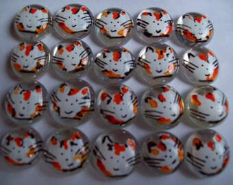 Calico cat cats kitty hand painted glass gems party favors birthday