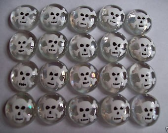 Hand painted glass gems party favors Halloween skull and cross bones