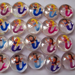 Handpainted Glass Gems for crafts , party decorations, favors colorful  mermaids