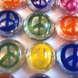 Hand Painted Glass Gems: Peace Sign Party Favors - Set of 50