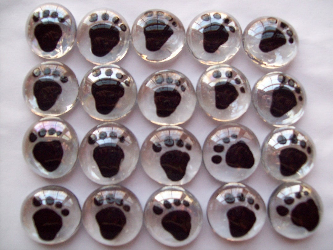 Hand Painted Glass Gems Party Favors Art Paw Prints Paw Print - Etsy