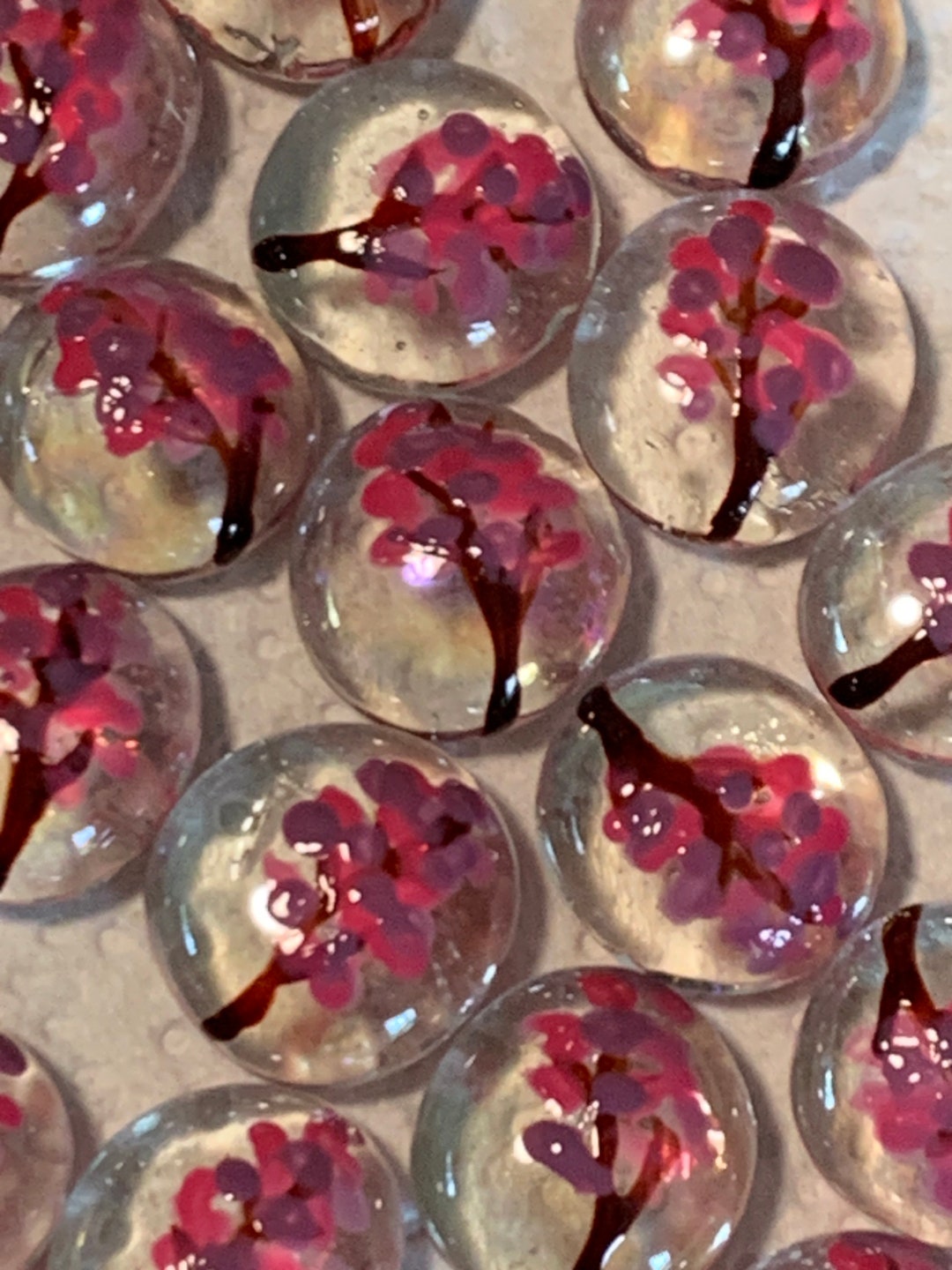 Hand Painted Glass Gems Party Favors Art Cherry Blossoms Set of 50 - Etsy