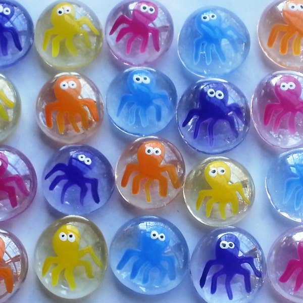 Hand painted glass gems party favors mini art colorful octopus tropical  summer time