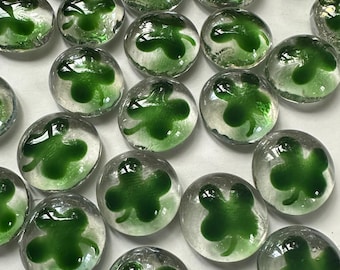 Four leaf clovers set of 50 Hand painted glass gems party favors decorations St. Patricks day four leaf clover