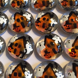 Hand Painted Halloween Glass Gems: Spooky Party Favors (Set of 25)