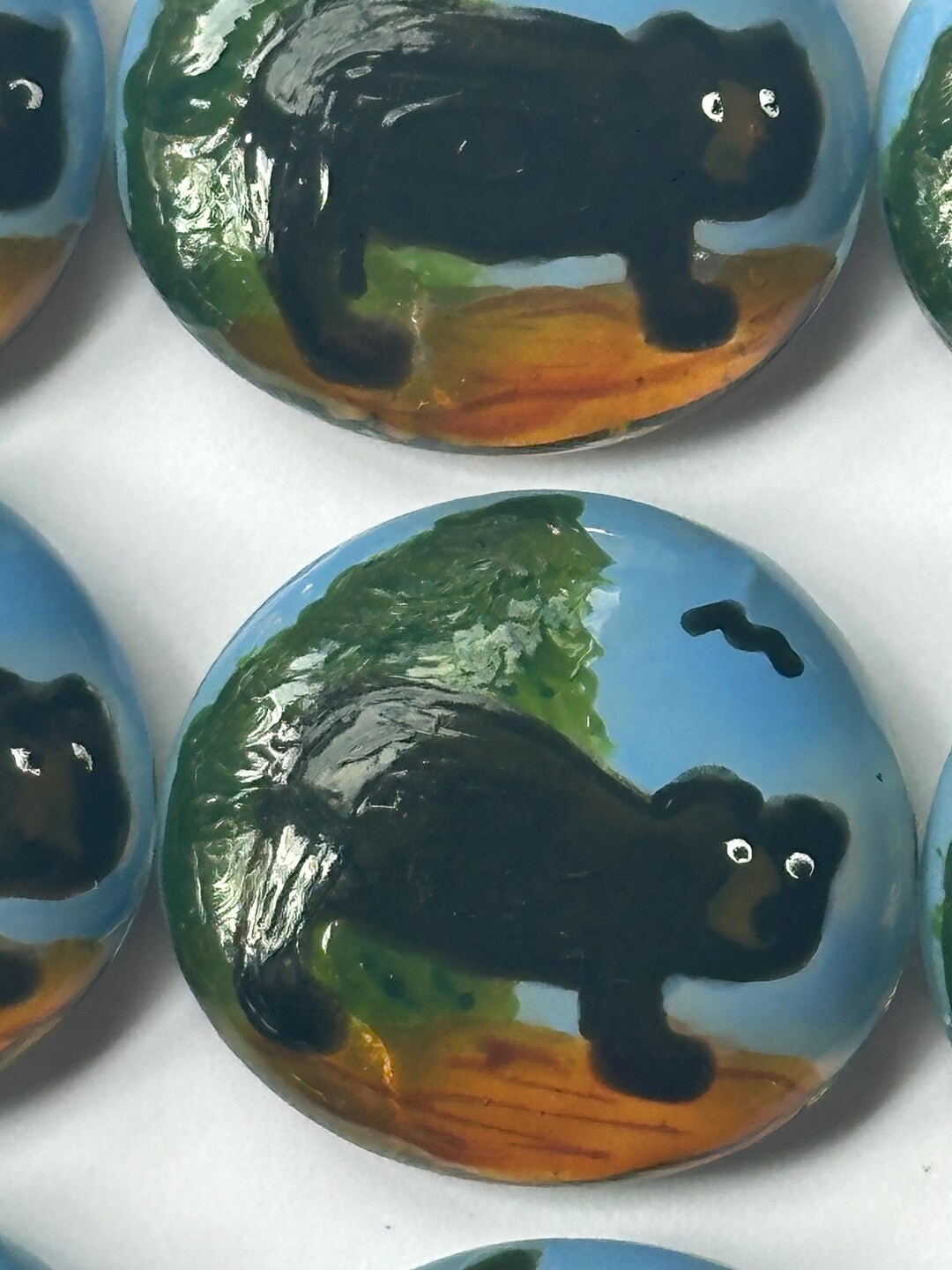 Bear Hand Painted Large Glass Gems Bears Party Favors Art - Etsy