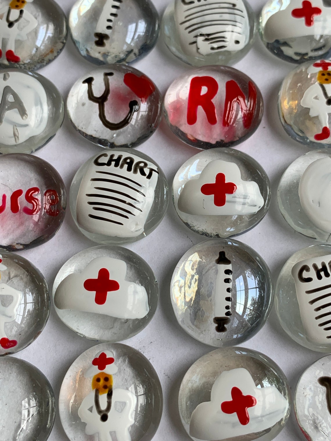 Nurse Hand Painted Glass Gems Party Favors Mini Art Nurse Nurses - Etsy