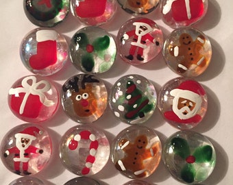 Christmas mix Hand painted glass gems party favors