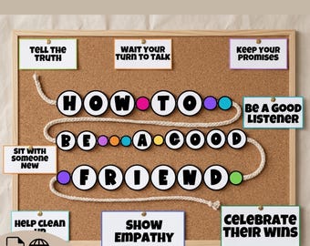 Friendship Bracelet Bulletin Board Kit | SEL Kindness Classroom Decor (PDF SVG)
