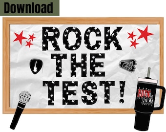 Rock The Test Bulletin Board Kit | Testing Week Classroom Decor | Testing Motivation Posters | Test Prep Display Printable