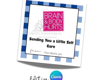Editable Canva Gift Tag Printable, Brain & Body Hurts, Funny Self Care Gift Tag, Teacher Appreciation Gift, Spa Gift Tag Instant Download