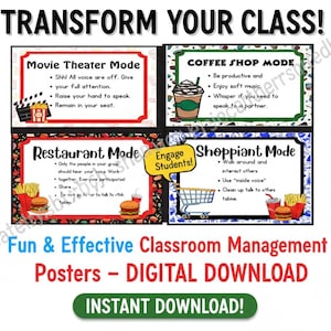 Classroom Management Posters| Engaging Working Modes Decor | Classroom Expectations| Behavior Posters (Digital Download)