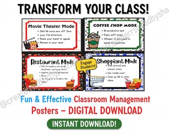 Poster für Klassenzimmer-Planer| Eingriff Arbeits-Modi-Dekor | Erwartungen an das Klassenzimmer| Verhaltensposter (Digitaler Download)