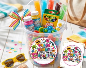 Student Gift Tags | Editable Summer Bucket Tags | Last Day of School Printable | Canva Template | Teacher Gift