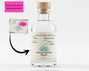 Aangepaste etiketten voor mini-drankflessen | Gepersonaliseerde feestbedankjes