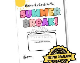 Summer Teacher Gift Card Holder Printable, Last Day of School Teacher Gift, Peace Out School Editable Teacher Gift