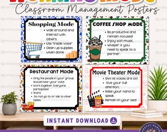 Classroom Management Posters for Working Modes and Expectations, Printable Classroom Decor