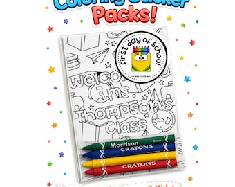 Personalized Back to School Coloring Sticker Sheets |First Day of School Activity | Preschool & Kindergarten Coloring Pack |Meet the Teacher