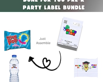 Pre-K Graduation Party Favor Labels, Done-For-You Snack Wrappers (Digital Download)