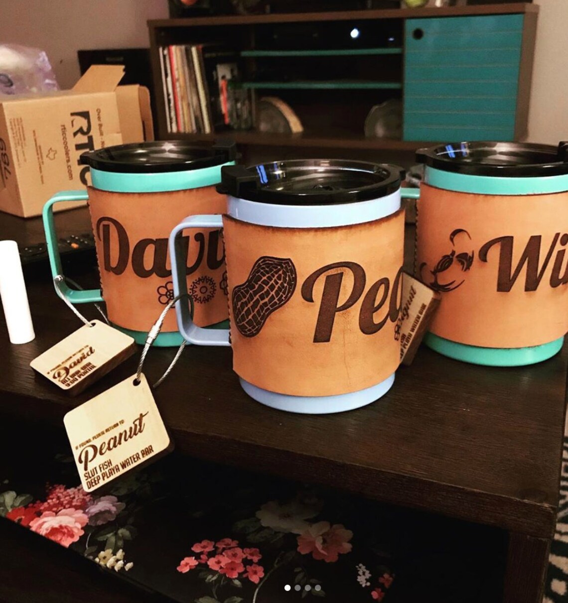 Custom Laser Engraved Leather Wrapped Insulated Mugs for Etsy