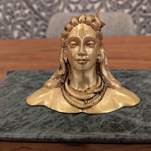 Handcrafted Brass Shiva Bust – Lord Mahadev Murti | Indian Spiritual Decor | Meditation & Pooja Idol - No Base Included