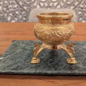 Handcrafted Brass Pooja Kalash – Traditional Indian Urn | Sacred Temple Bowl | Vaastu & Festive Decor - No Base and candle Included