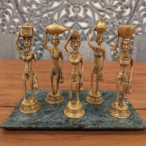 Handcrafted Brass Tribal Figurines – Traditional Dhokra Art | Indian Cultural Decor | Heritage Collectible - No Base Included