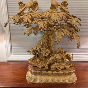 Handcrafted Brass Radha Krishna Statue – Symbol of Love & Devotion | Indian Vaastu Decor | Spiritual Collectible