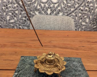 Handcrafted Brass Incense Holder – Indian Traditional Dhoop Stand for Pooja & Meditation