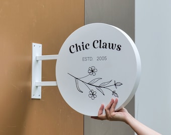 Round Blade sign,double sided sign,Custom Storefront Sign,blade sign,Metal Wall Mounted Sign, Exterior Circle Sign,Cafe Sign,hanging sign