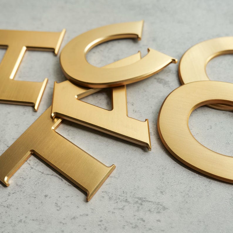 Custom Solid Brass Letters and Numbers – 3D Beveled Edge Font, Logo ...