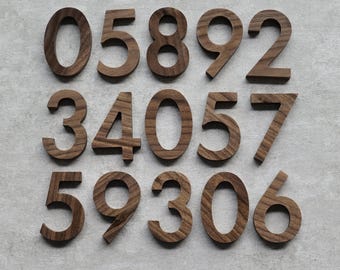 Custom Wood Numbers & Letters | Walnut or Oak Personalized House Numbers, Logos, English Fonts | CNC Cut Wooden Signs