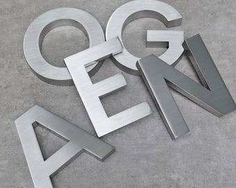 Custom Stainless Steel Letters & Numbers | Metal Signage | Personalized Brushed Steel Logo for Wall | Business Home Decor