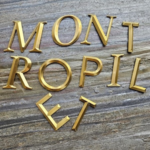 Placa de latão, números de casas modernas, placa de número de casa de latão, números de casa de ouro, números de sala de ouro, números de latão, letras, letras de latão 3D