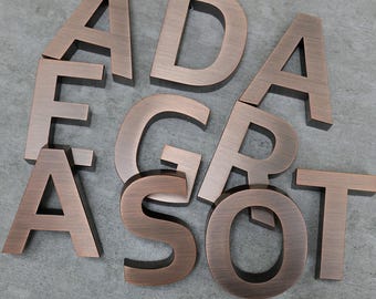 Custom Red Bronze Stainless Steel Letters | 3D Metal Wall Sign | Electroplated Business Logo Sign | Outdoor Vintage House Nameplate