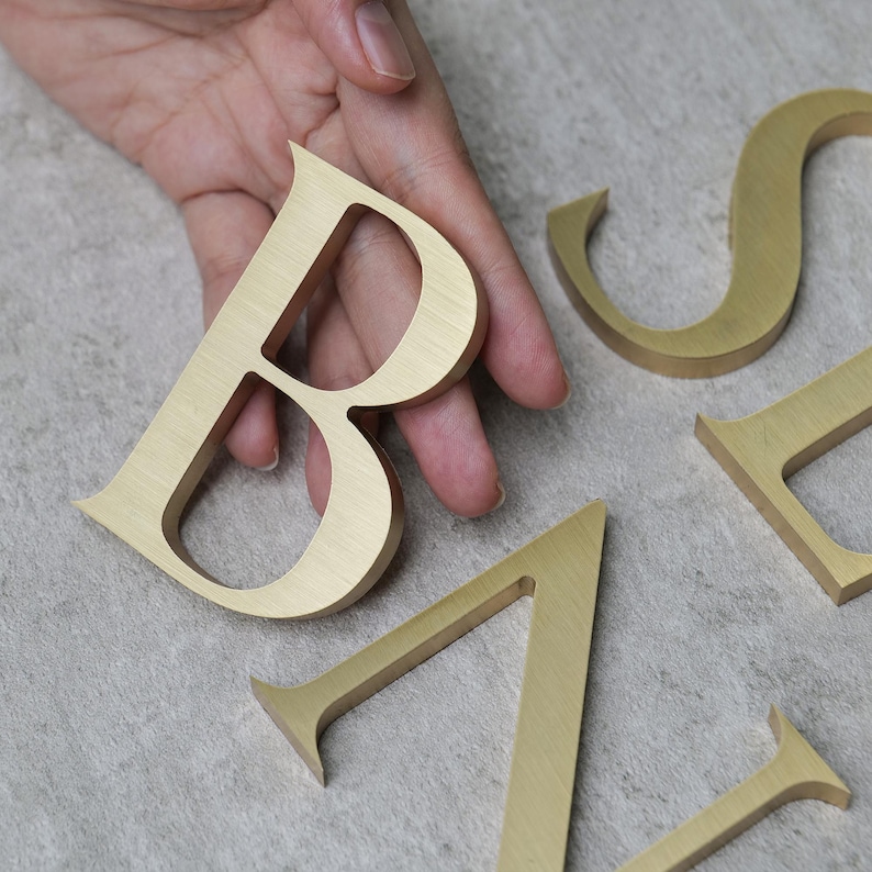 Solid Brass Lettering Custom Solid Brass Letters & Logo | Brushed Antique or Polished Gold ...