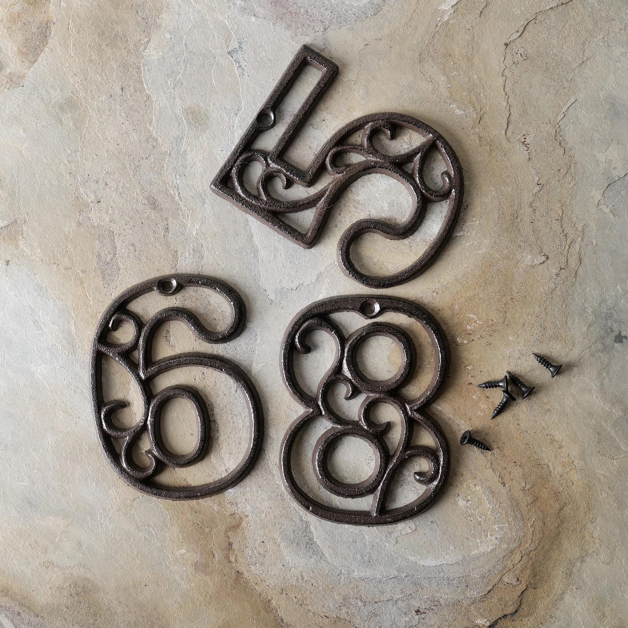 Vintage Decorative Cast Iron Numbers With Mounting Screws, Small Cast ...
