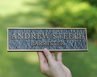 Custom Metal Name Plate | Office Door Sign | Personalized Name, Title, Business Logo or Studio Sign | Professional Metal Plaque