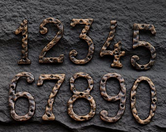 Decorative Cast Iron Numbers with Mounting Screws, House numbers, Small Cast Iron House or Apartment Numbers, Height 14cm (5.5'')