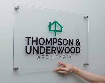 Acrylic Business House Number Sign Printed Logo Address Signage custom logo for business outdoor use black frosted clear white acrylic sign