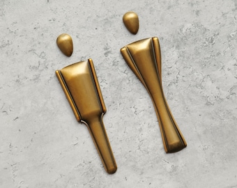 Modern Restroom Sign | Solid Aluminum 3D Bathroom Sign | Male Female Toilet Sign | Brushed Gold Wall Sign | Minimalist Bathroom Decor