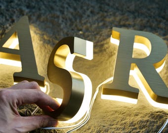 Business Custom Led Sign, Light Sign,Custom 3D Metal Backlit Sign,Company Logo Words Signage, Wall Letters, Outdoor Light up Sign,Salon Sign