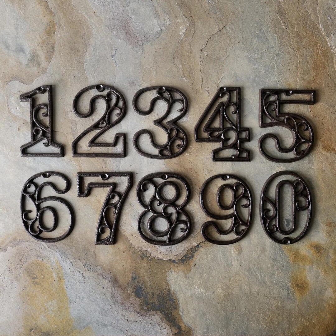 Cast For Numbers Vintage Decorative Cast Iron Numbers With Mounting Screws, Small Cast ...