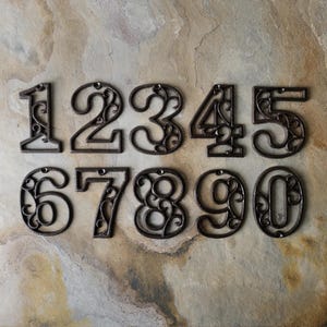 Vintage Decorative Cast Iron Numbers with Mounting Screws, Small Cast Iron House or Apartment Numbers, Height 11.5cm (4.5&#39;&#39;)