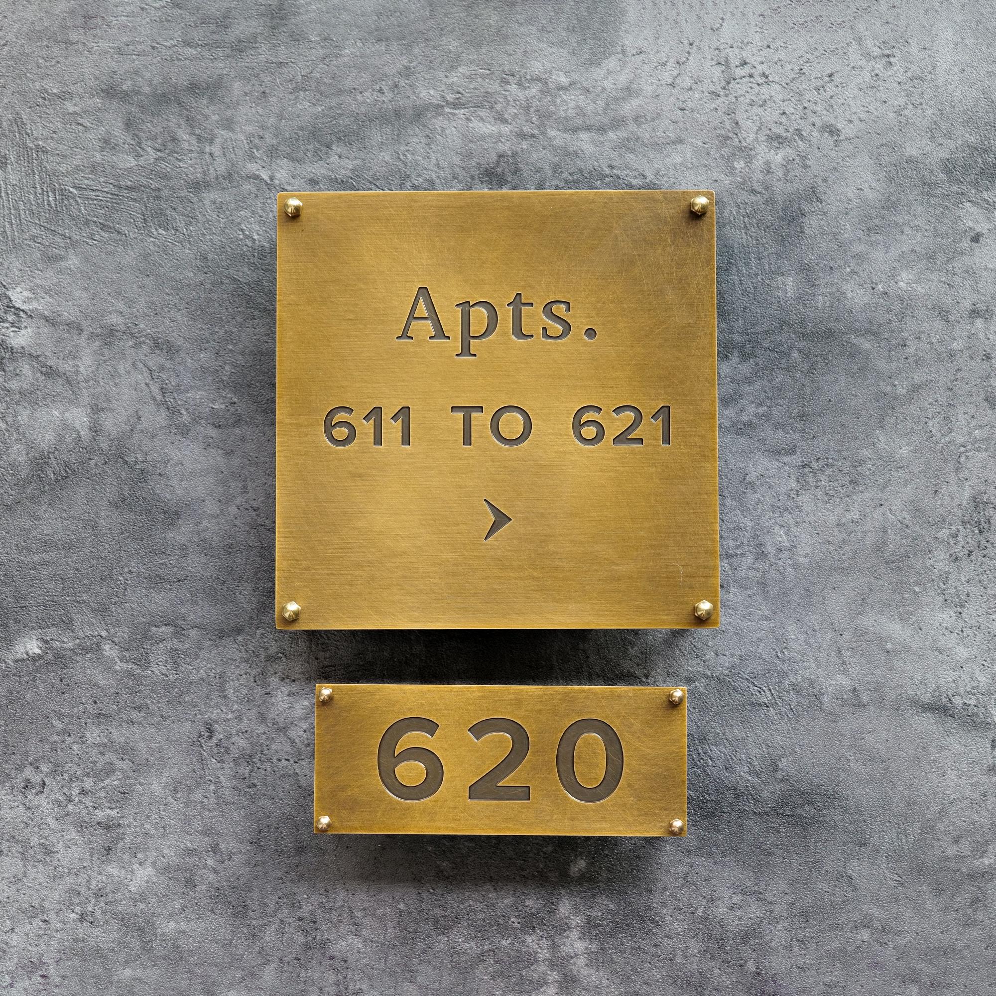 ESPLANADE 4 Brass House Hotel Door Number Plaque Sticky Numeric Numeric Digit 0-9 (4(four