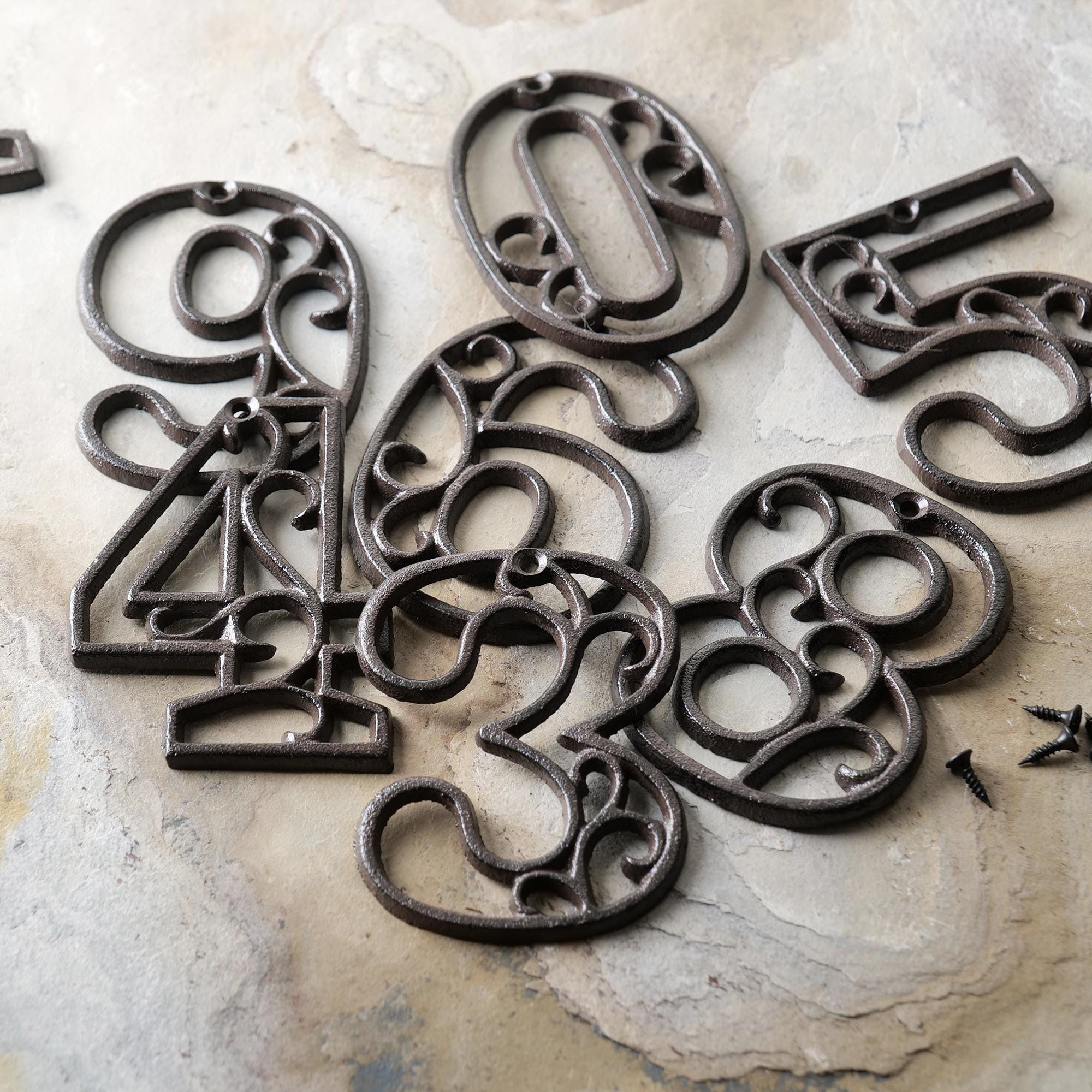 Vintage Decorative Cast Iron Numbers With Mounting Screws, Small Cast ...