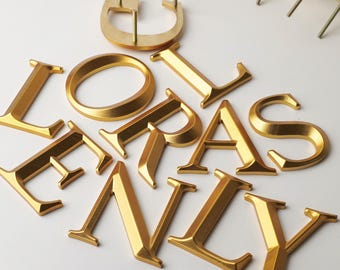 Benutzerdefiniertes massives Messing Buchstaben Zahlen Logo - 3D Floating Graviertes Messing Schild - Personalisierte Business & Home Beschilderung