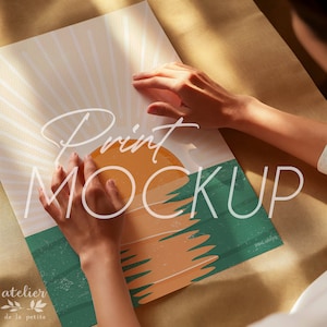 May include: A print mockup featuring a sunset over a green and orange landscape. The text "Print Mockup" is written in white across the image.